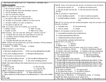 Bài tập vận dụng vật lý 7- Chương II - Âm học ( đề 1)